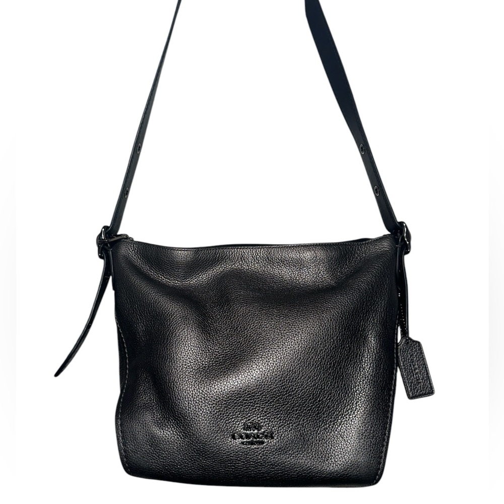 COACH Gray crossbody metallic pebbled leather purse